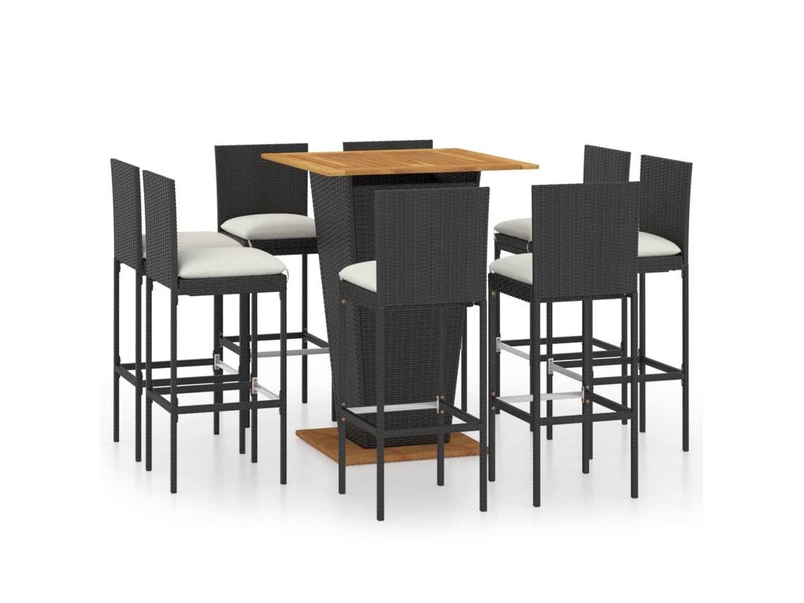 Garden Bar Set, Garden Bar Sets Vidaxl Preto Rattan / Vime (80 Cm Table Length)