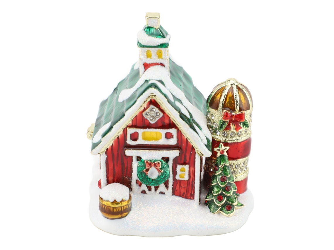 Figurina De Casa De Natal (porta-joias Com Pedras Strass)