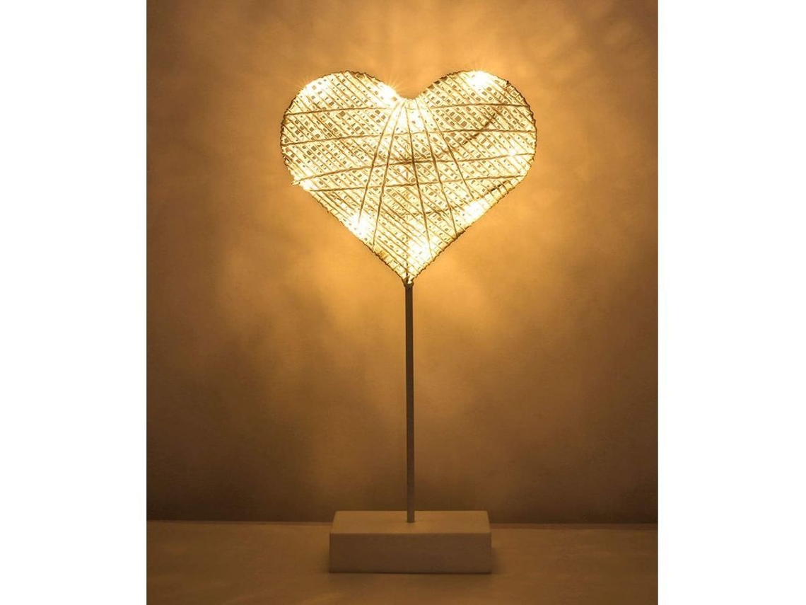 Lâmpada de mesa Nova Line, forma de coração, LED, luz branca quente, com bateria