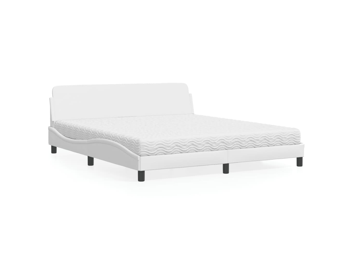 SYFAX™ Cama com Colchão Dover 180x200 Cm Couro Artificial Branco