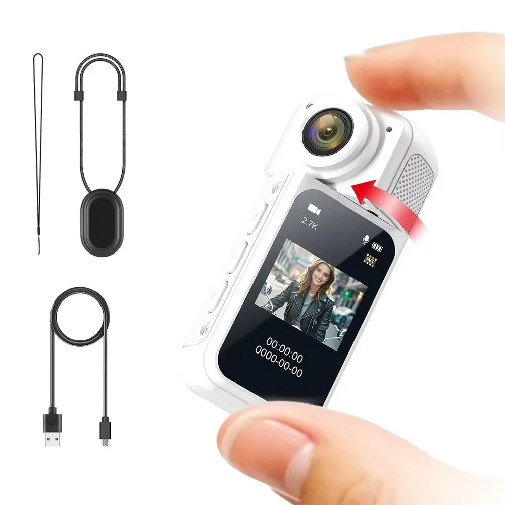 (branco - 128 Gb) Câmera De Polegar - 2.7k - Rotação De 180° - Magnética - Externa - 1,47 Polegadas