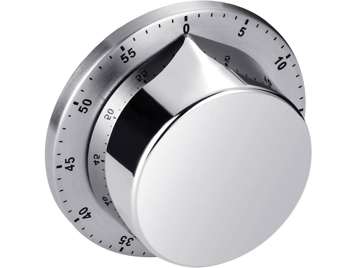 Temporizador De Cocina Mecánico Acero Inoxidable 304 Alarma 70db Sin Baterías Preciso 8x3cm