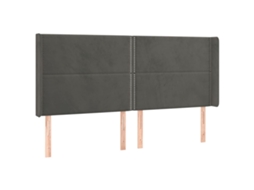 Cabeceira de Cama com Abas Veludo Cinzento Escuro MAISON EXCLUSIVE (163x16x118 cm)