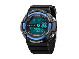 Reloj Deportivo Digital Para Adolescentes Hombres Impermeable Con Luz Nocturna Y Calendario Negro Azul