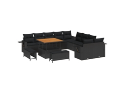 Conjunto 13 Conjunto De Sofá De Jardim Vidaxl Preto Vime Pe (100 X 100 X 71 Cm)