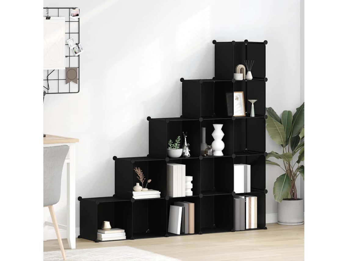 Vidaxl Organizador De Arrumação Com 15 Cubos Pp Preto