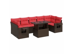 Conjunto de 8 Sofás Jardim Almofadões Vime Pe/acácia Castanho MAISON EXCLUSIVE