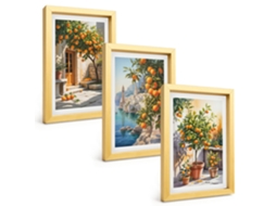 Composição De Quadros Paisagens Cítricas Pintadas Espelharte (3 Peças 20x30 Cm)