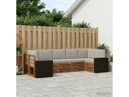 Vidaxl Conjunto De Sofá Sectional 7 Pcs Natural E Cinzento-claro