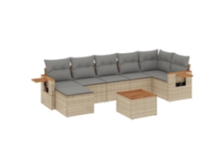 Conjunto de 8 Sofás para Jardim com Almofadões Vime Pe Bege MAISON EXCLUSIVE (8 pcs)