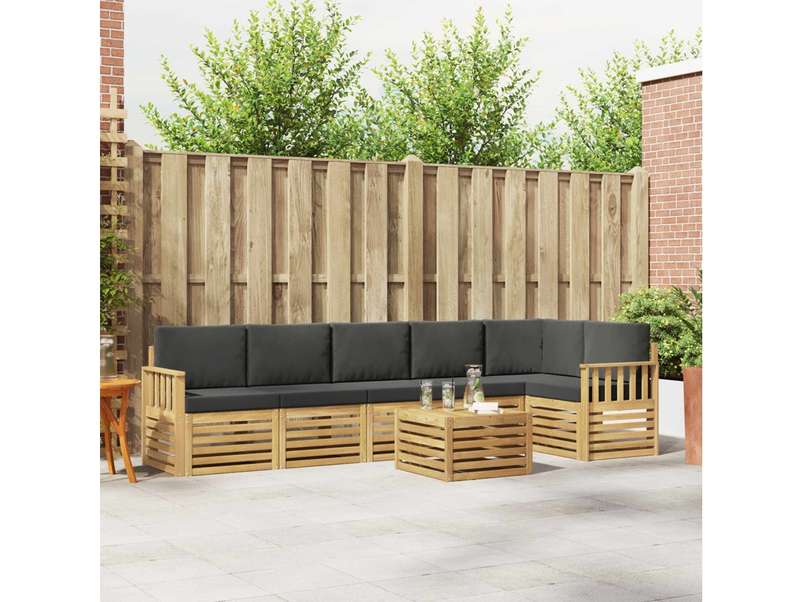 Vidaxl Conjunto De Sofás Para Exterior 7 Unid. Branco E Antracite