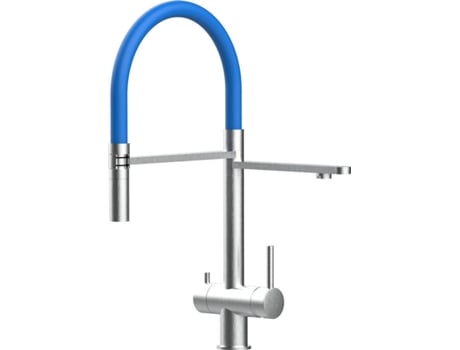 Torneira de cozinha VIZIO 3 Vias Tubo Giratória 360° Aço escovado Azul (Aço)