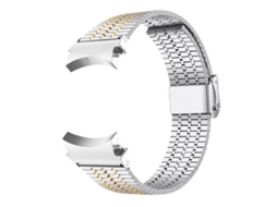 Bracelete para Samsung Galaxy Watch 7/6/5/4 XIAOMOYU em aço inoxidável com fivela sete contas prata e ouro