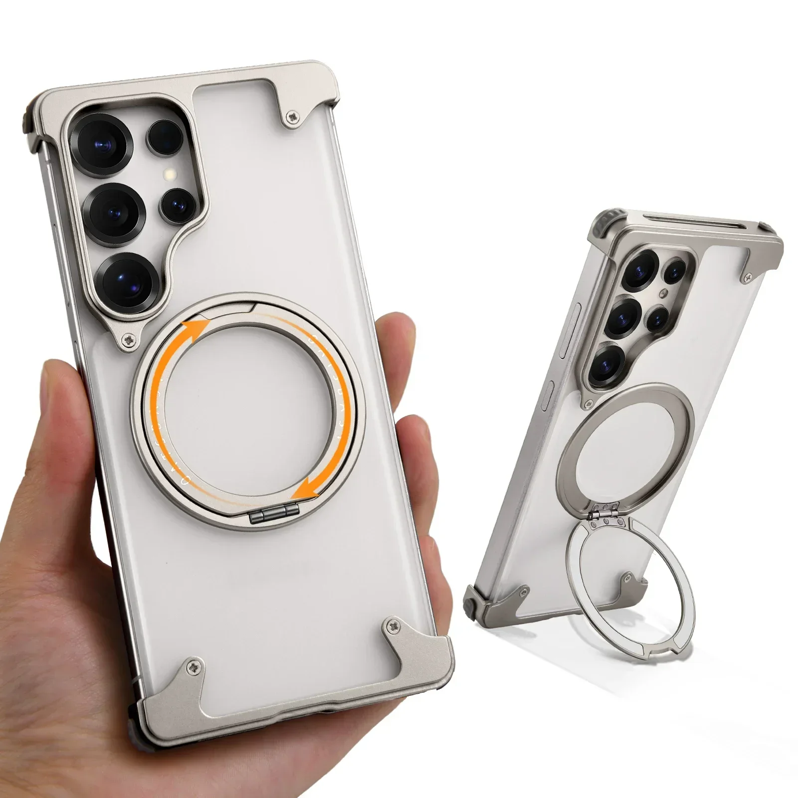 Capa Magnética Para Celular (titanium Galaxy S25 Ultra) Com Suporte Giratório De 360°