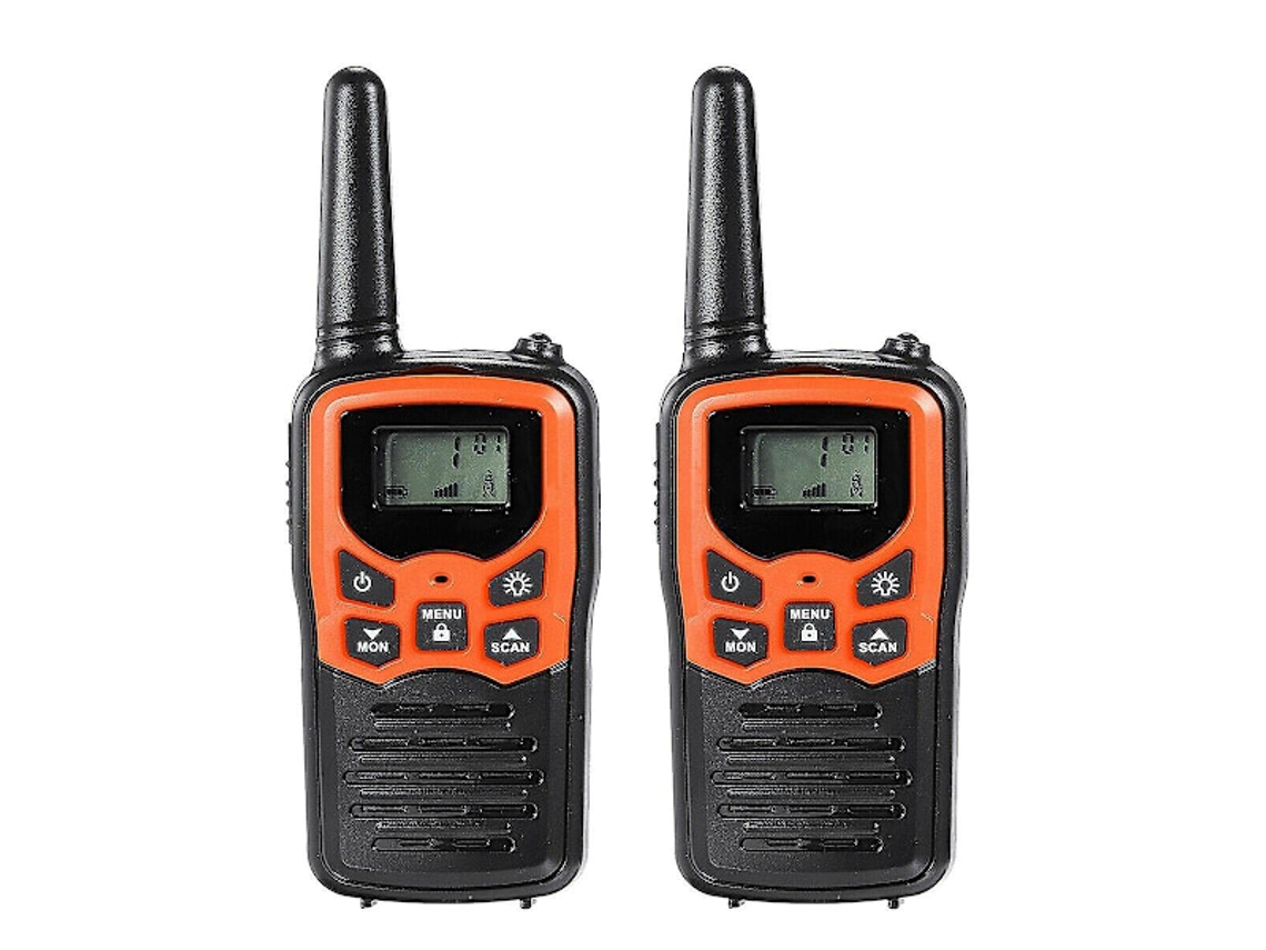 Rádio portátil Walkie-talkie com 22 canais, alcance de 10 km, UHF 400-470 MHz, banda dupla, longo alcance, vermelho/laranja-água-forge