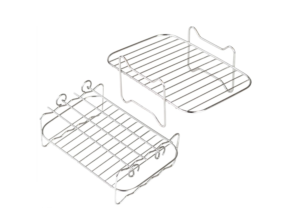 Cremalheira Da Fritadeira De Ar 2 Pces, Do Desidratador Aço Inoxidável 304 Com 4 Varas Assado Para A Cesta Dupla 8qt