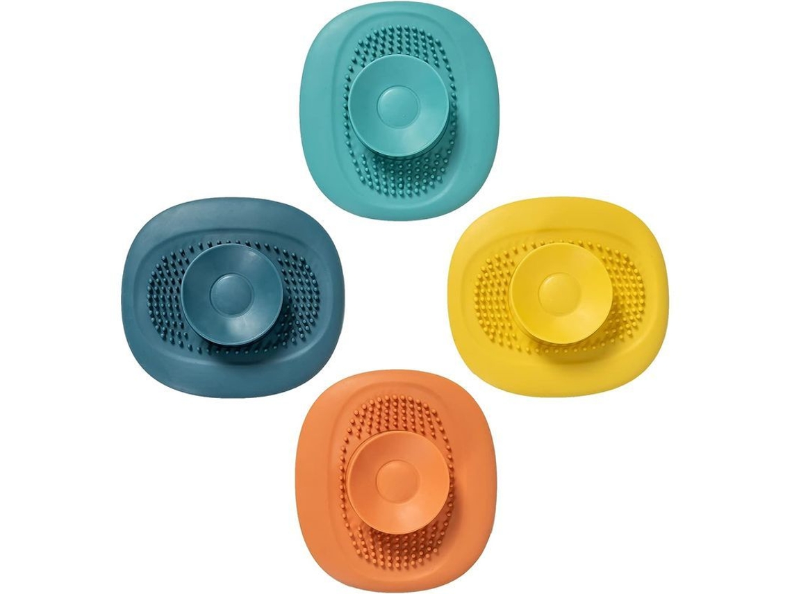 2026 4 Taponeras de Silicona para Drenaje, Capturadores de Pelo Duraderos para Baño Y Cocina, Naranja, Azul, Verde, Amarillo