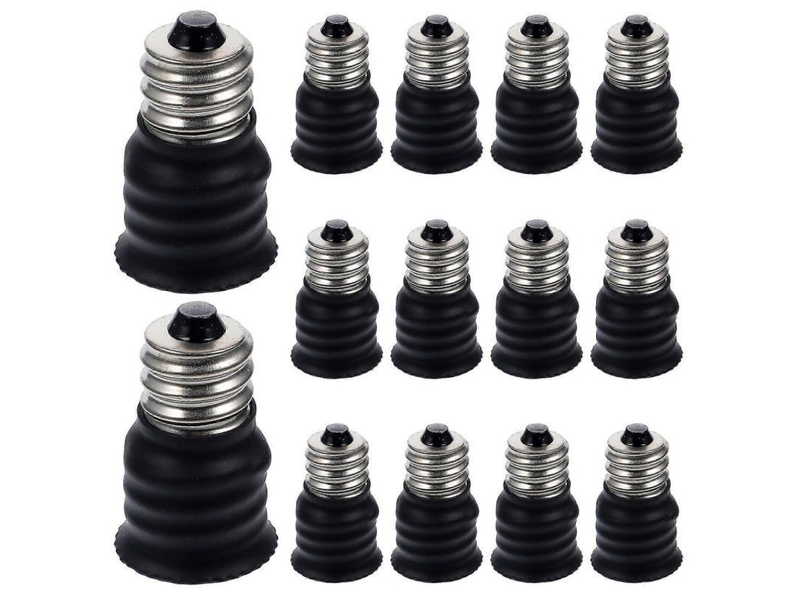 15 Adaptadores De Base De Lâmpada Conversor E12 Para E14 Para Lustres E Lâmpadas 3x1,7x1,7cm Negro