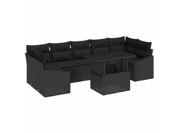 Maison Exclusive - Conjunto De Sofá De Jardim Com Almofada 8 Pcs Preto Vime Pe