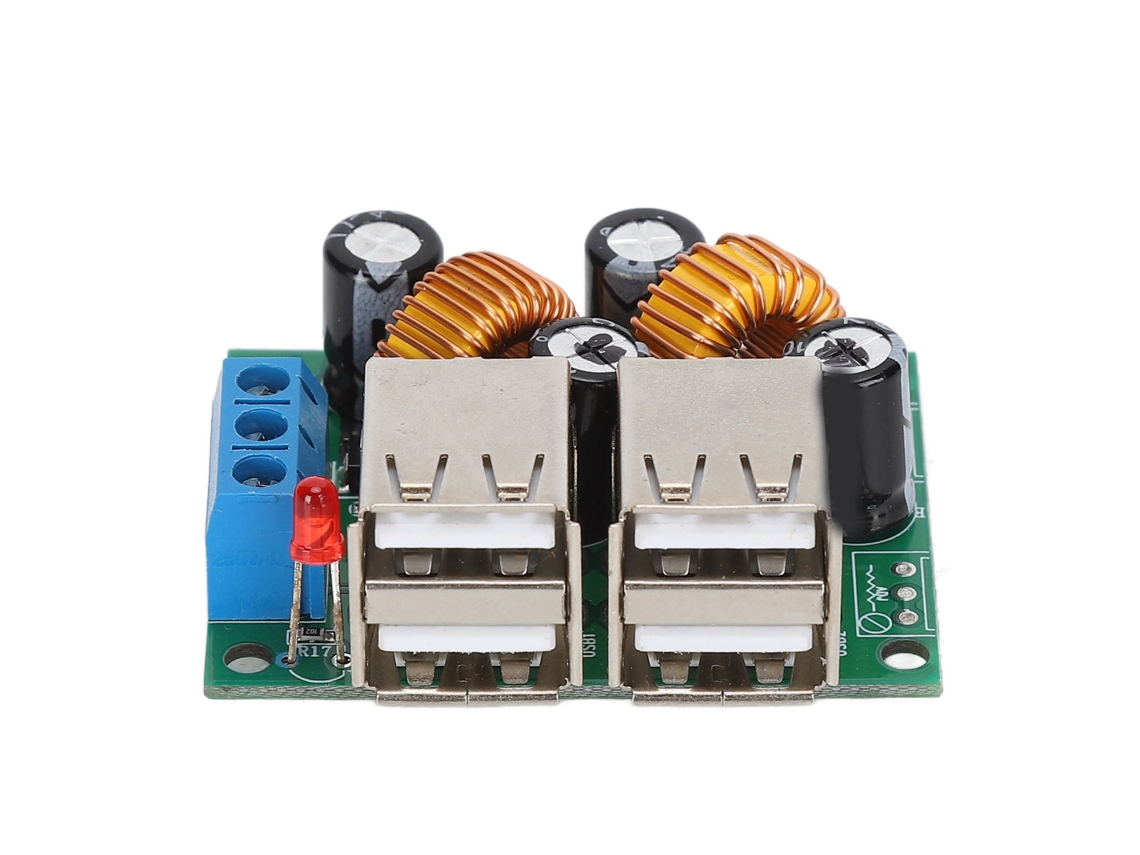 Placa conversora de energia com 4 portas usb módulo de alimentação buck dc 12v 24v 40v para 5v 5a | S/MARCA