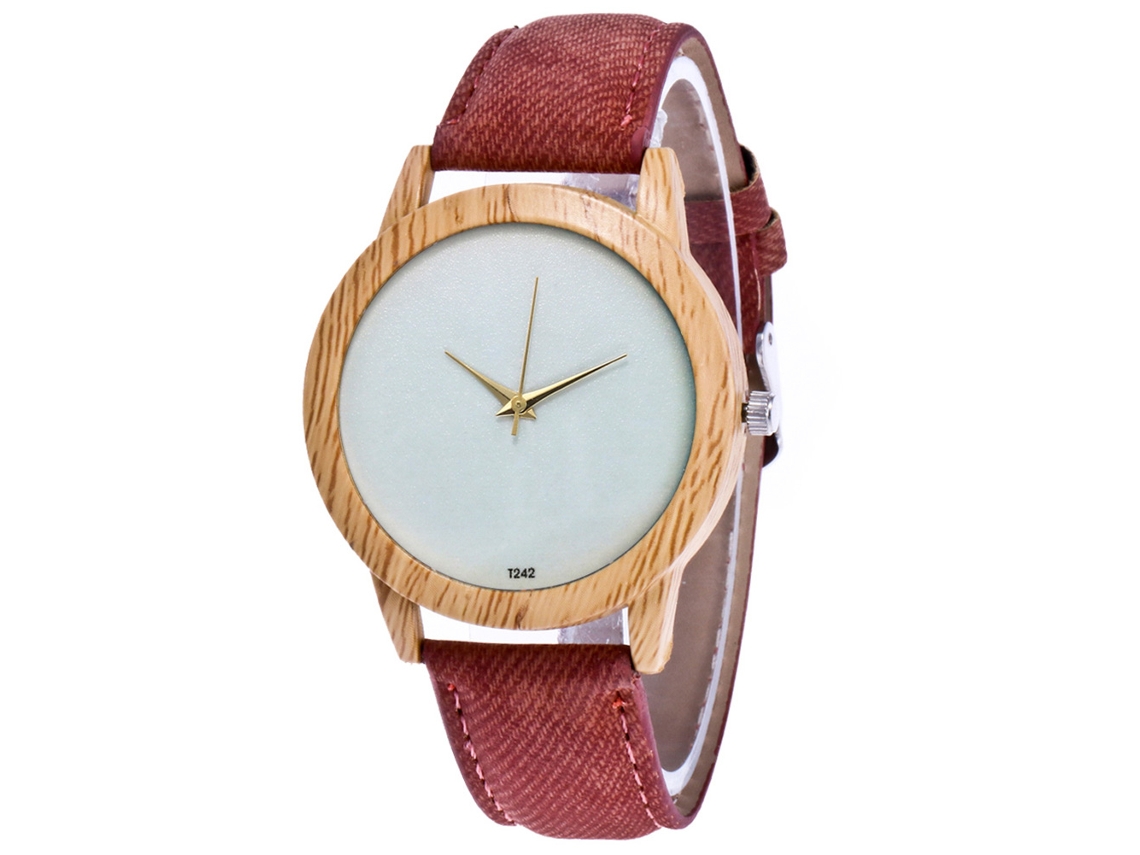Relógio de Pulso de Quartzo com Pulseira de Lona Estilo Simples Zhoulianfa (café)