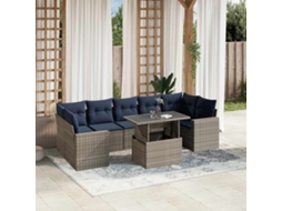 Vidaxl Conjunto De Sofá De Jardim Com 8 Peças E Almofadas Em Rattan Sintético Cinza
