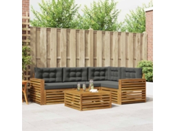 Vidaxl Conjunto De Sofás Para Exterior 5 Unid. Natural E Antracite