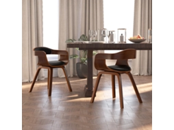 Vidaxl Cadeira De Jantar 2pcs Madeira Curvada E Couro Artificial Preto