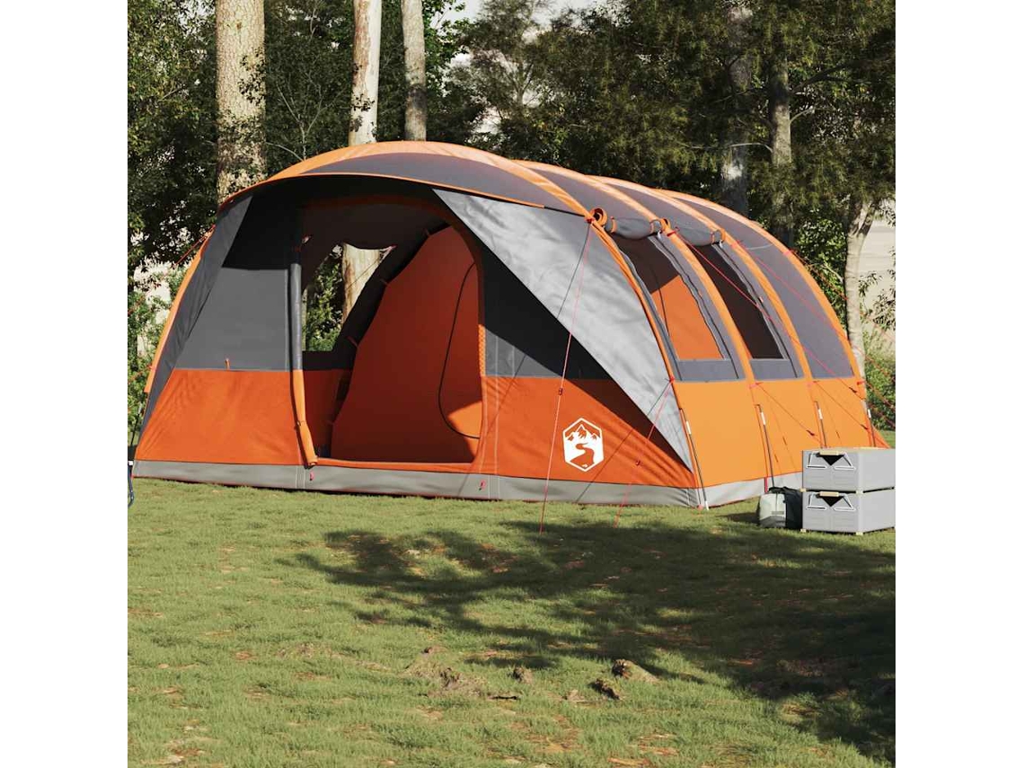 Vidaxl Tenda De Campismo Túnel P/ 5 Pessoas Impermeável Cinza/laranja