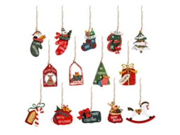 Conjunto de enfeites de Natal para árvore com 14 peças, Papai Noel e boneco de neve LAXISCREED