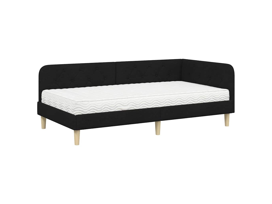 Conjunto 1 Estrutura De Cama De Canto Vidaxl Preto Tecido (90 X 200 Cm)