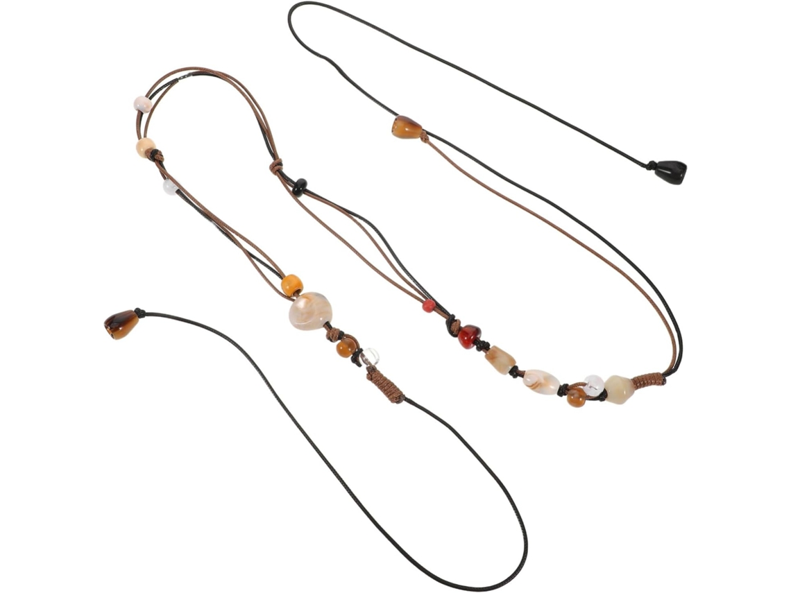 Cinto Feminino Boêmio De Corda Trançada Com Miçangas, Ajustável Para Vestidos E Saias, Colorido.