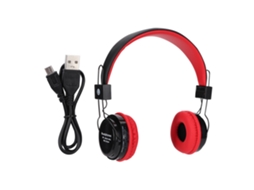 Fone De Ouvido Bluetooth Sem Fio Portátil B-09 Com Rádio Fm, Áudio De Música E Tela Vermelha