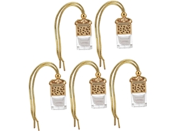 Pingentes De Vidro Dourado Para Carro, 5 Frascos Vazios Para Pendurar, Decoração De 8ml