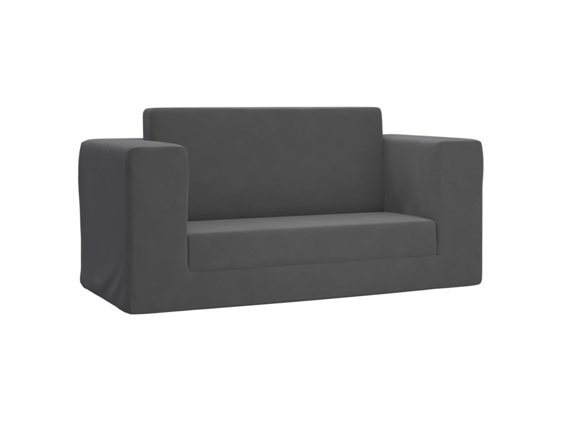 Sofá-cama infantil de 2 lugares pelúcia VIDAXL macia antracite