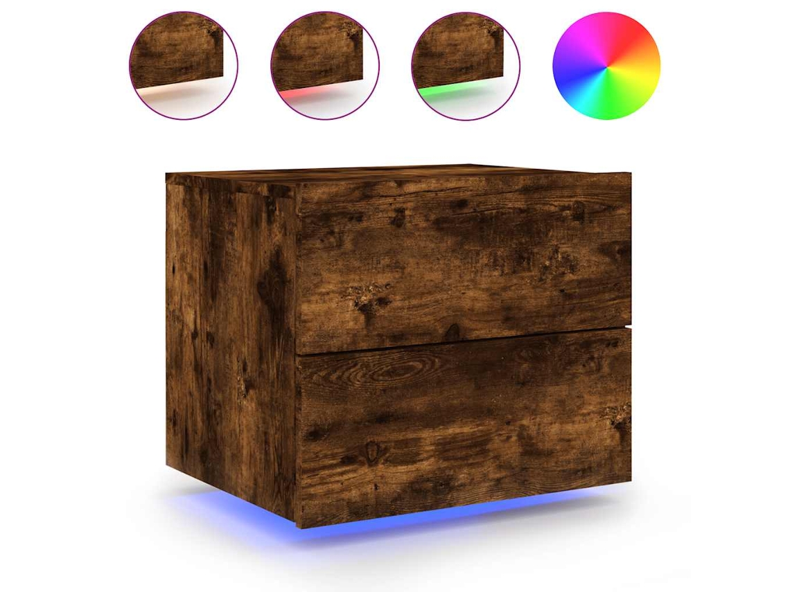 Mesa de Cabeceira de Parede com Luzes Led Carvalho Fumado MAISON EXCLUSIVE