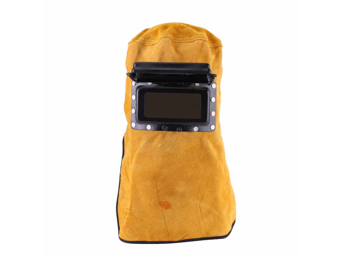Máscara de Solda Couro Resistente Ao Calor Respirável com Lente Flip e Ajuste Velcro para Proteção Completa S/MARCA