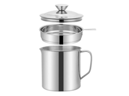 Recipiente de Aço Inoxidável para Armazenar Óleo de Cozinha com Tampa e Cabo Fácil de Segurar. NEVEANCE