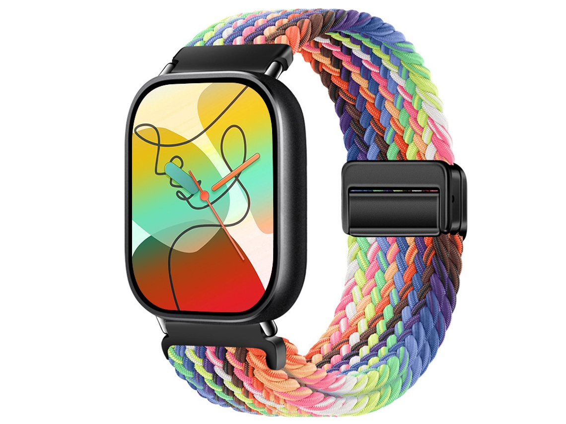 Pulseira Magnética Trançada Em Nylon Compatível Com Xiaomi Mi Band 10pro, Huawei Fit 5, Redmi Watch 6-brilho Arco Íris