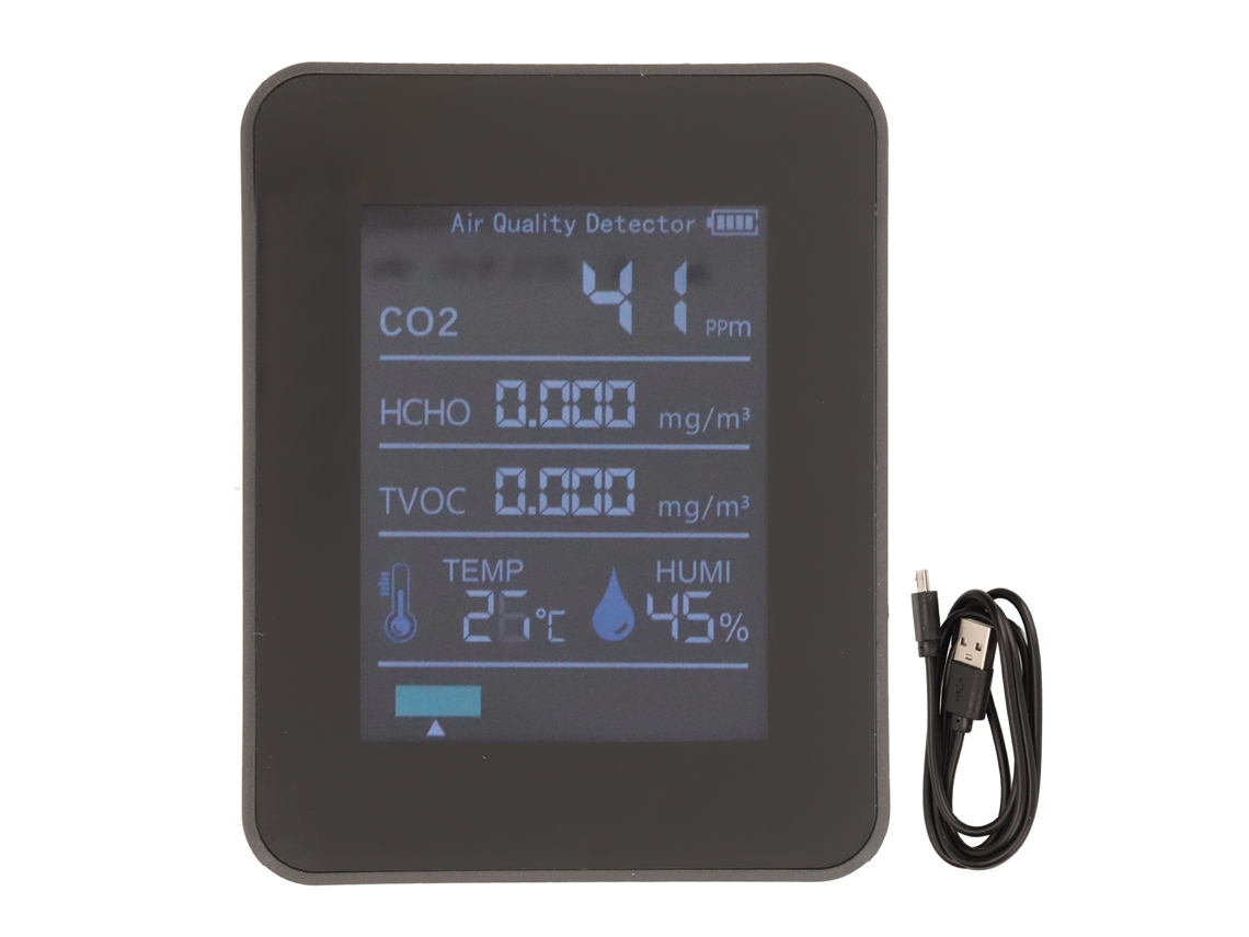 Monitor de calidad del aire interior 5 en 1 con detección CO2 HCHO TVOC temperatura humedad