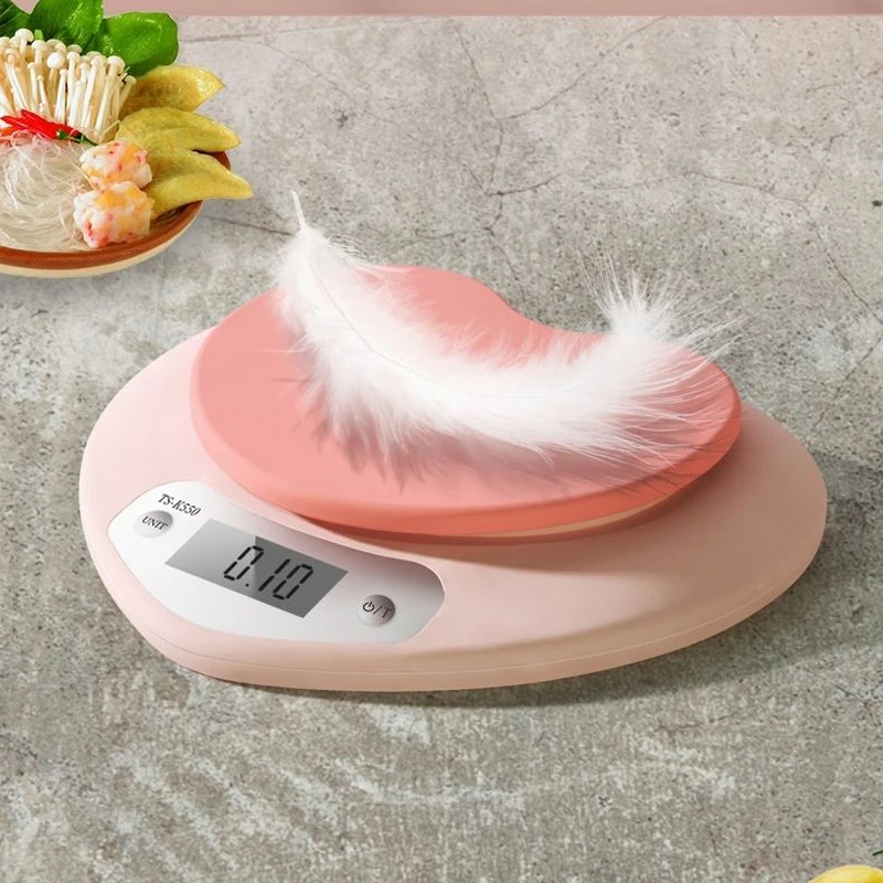 Balança de Cozinha Eletrônica Digital de 5 Kg, Rosa AQUAFORGE