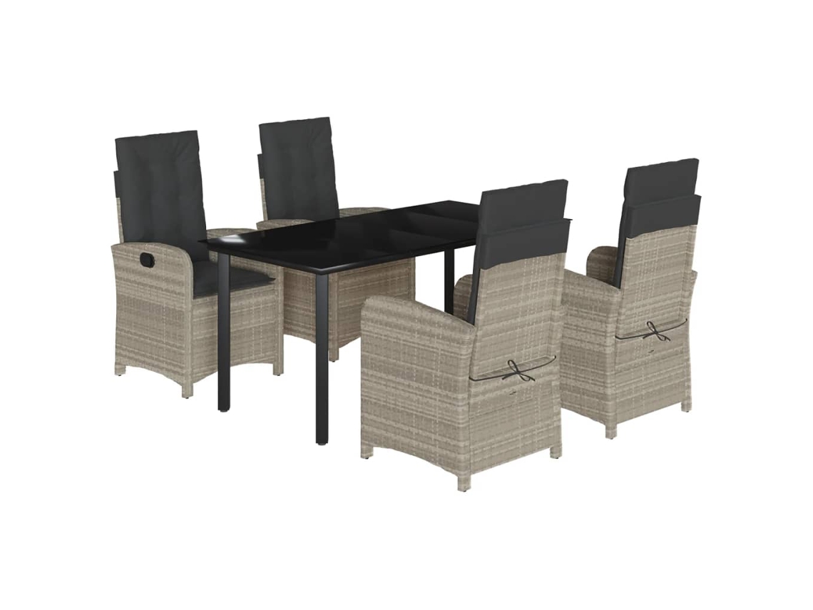 Maison Exclusive - 5 Pcs Conjunto De Jantar P/ Jardim C/ Almofadões Cinzento Claro