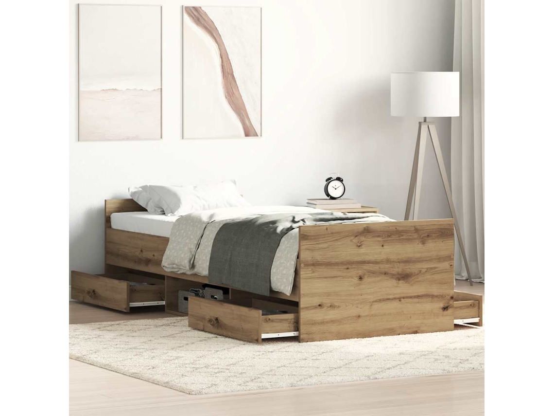 Vidaxl Estrutura de Cama Sem Colchão 90x190cm Derivados de Madeira