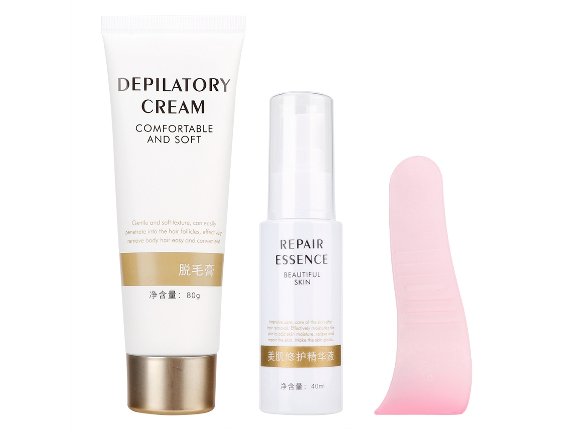 Conjunto Depilatório Creme 80g + Soro Reparador 40g Para Eliminação De Cabelo E Cuidado Da Pele Suave
