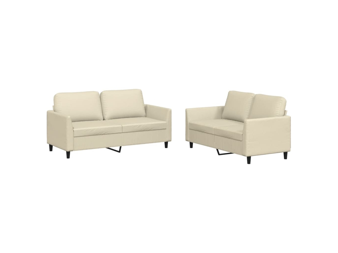 Sofa Set, Sofa Sets Vidaxl Creme Couro Artificial (n/a)