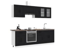 Vidaxl 8 Peças Armário De Cozinha Conjunto Kalmar Preto