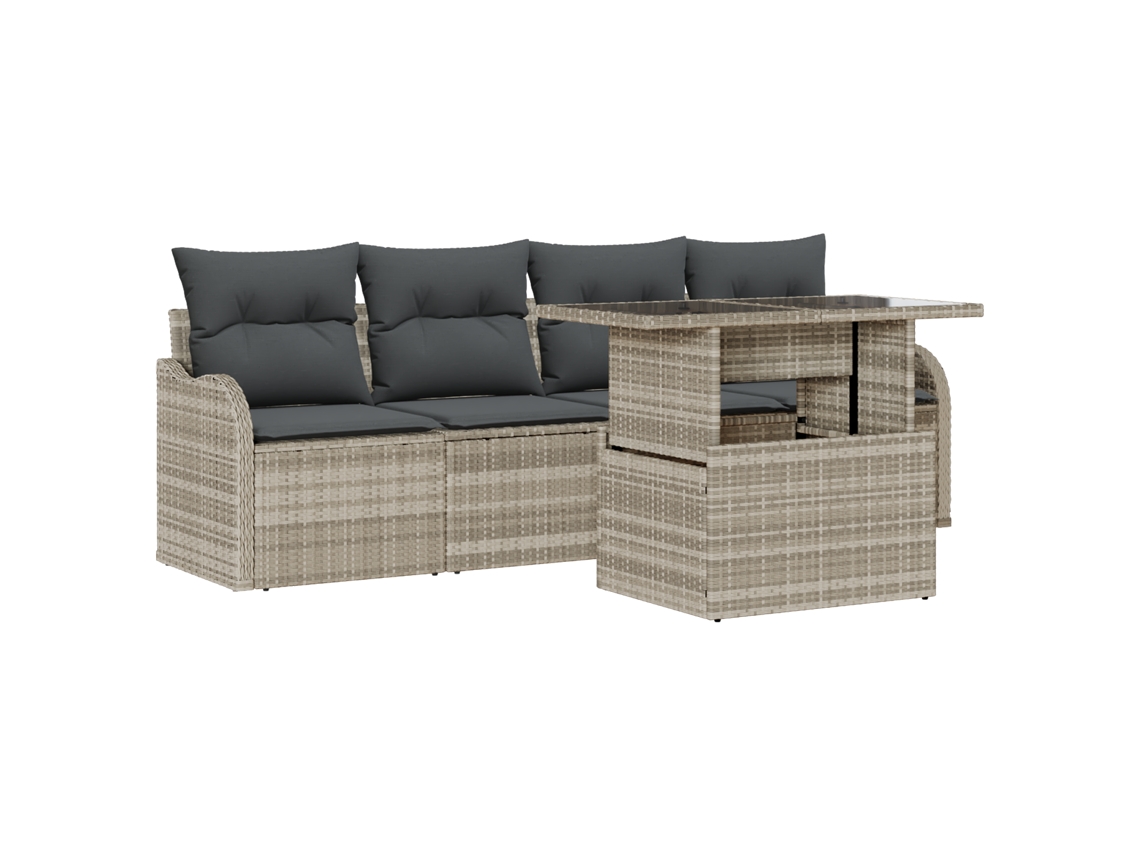 Conjunto 5 Conjunto De Sofás Para Exterior Vidaxl Cinzento-claro Vime Pe (100 X 55 X 73 Cm)
