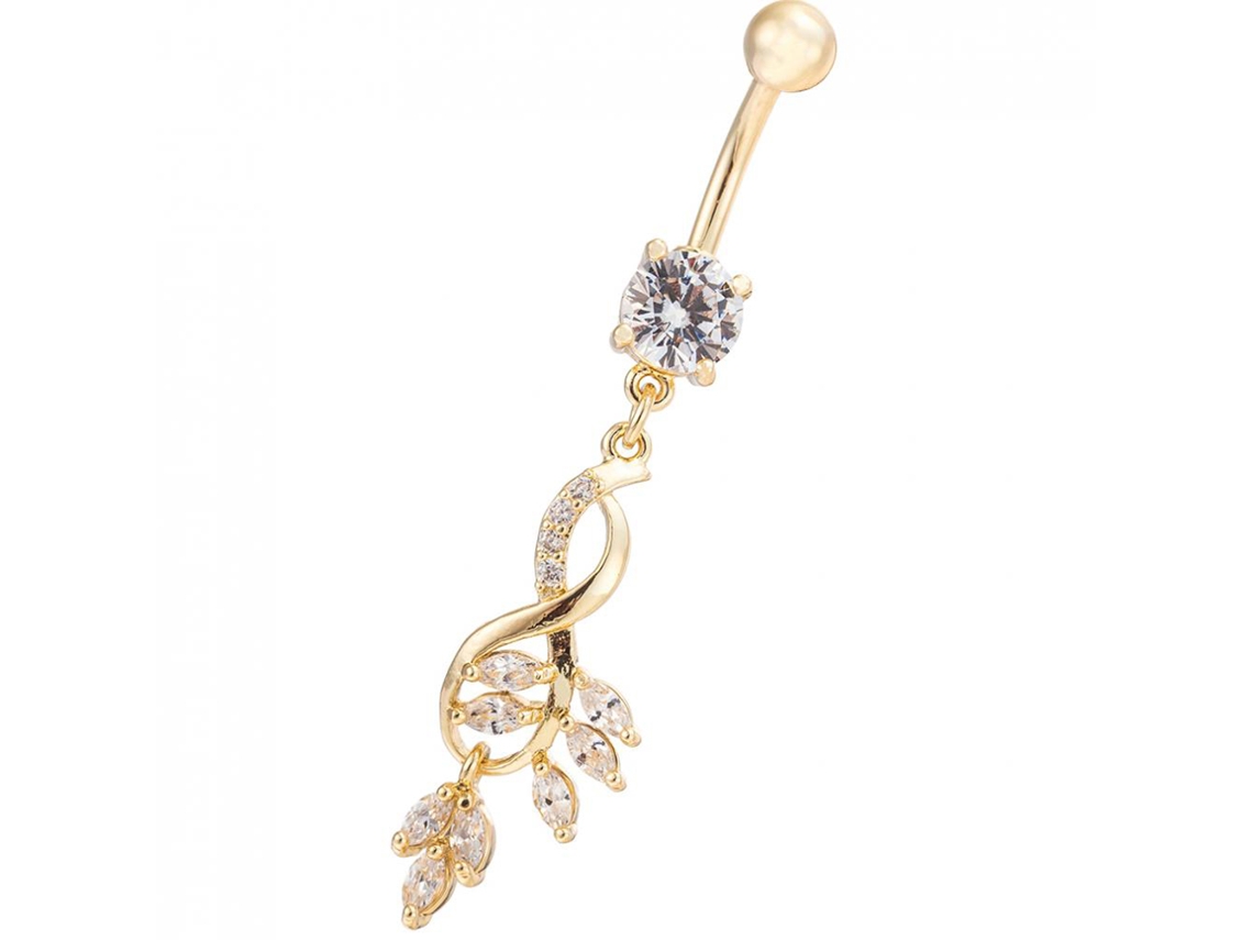 Anel De Umbigo Flor Zircônio Aço Inoxidável