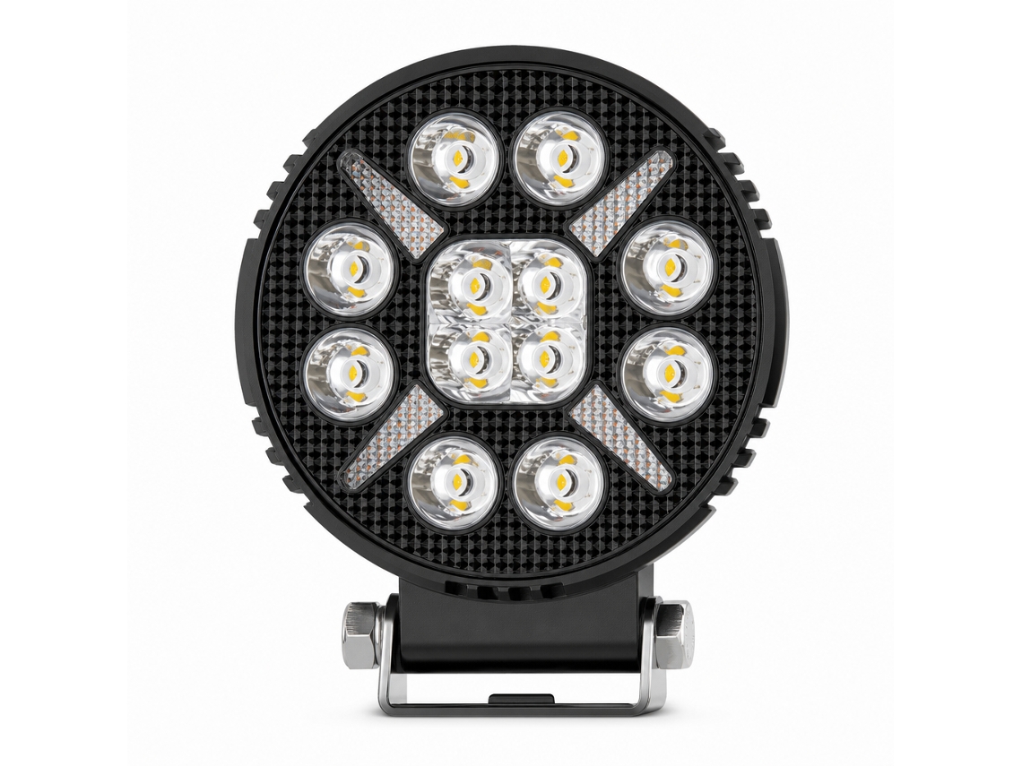 Farol De Trabalho Led Redondo Para Carro, Todo-o-terreno E Empilhador, Luz Principal Branca, Drl Amarela Sequencial Intermitente