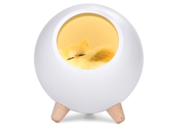 Luz Noturna Led Gatinho Mini Mesa Dimmer Bateria Branca